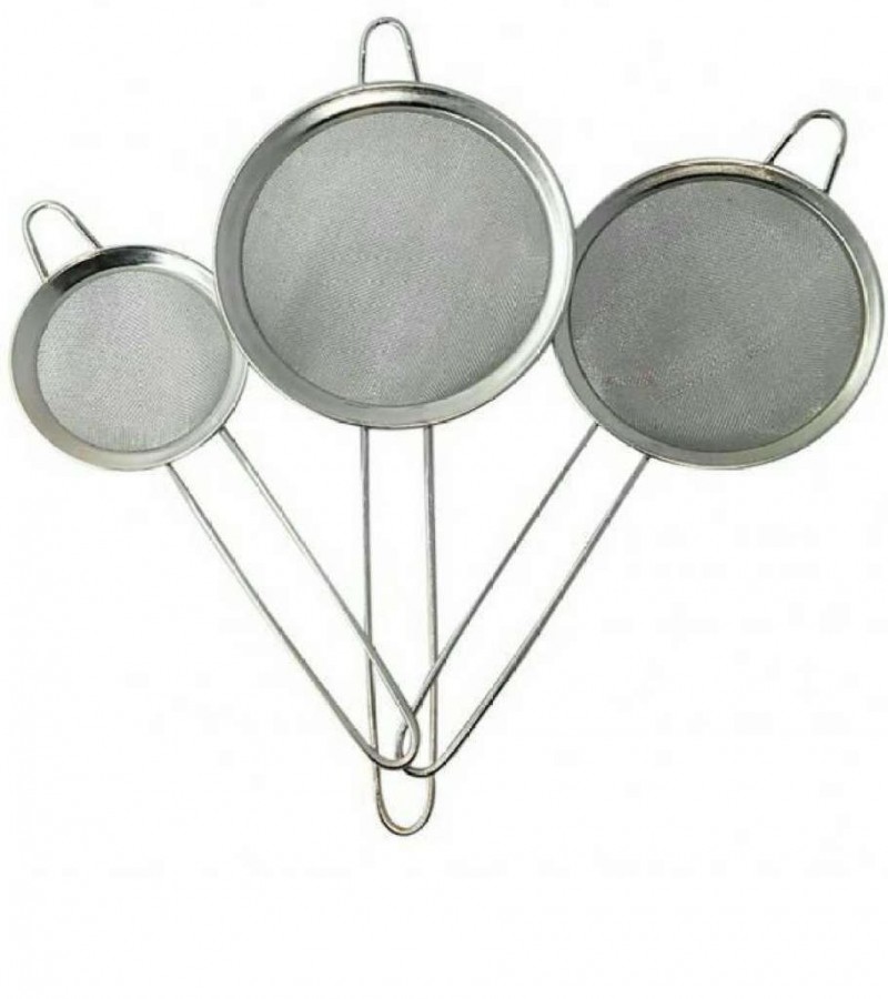 Pack of 3 - Steel Mesh Tea Strainer - Silver