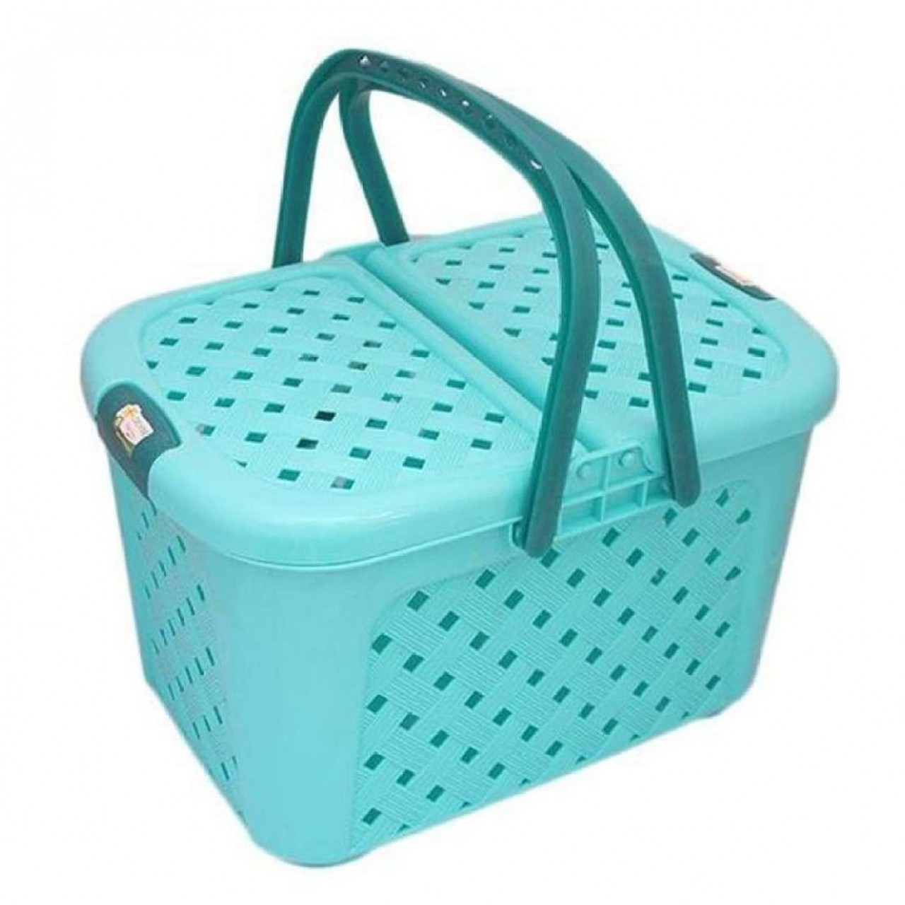 Portable Storage, Picnic And Carry Basket With Lid - Blue