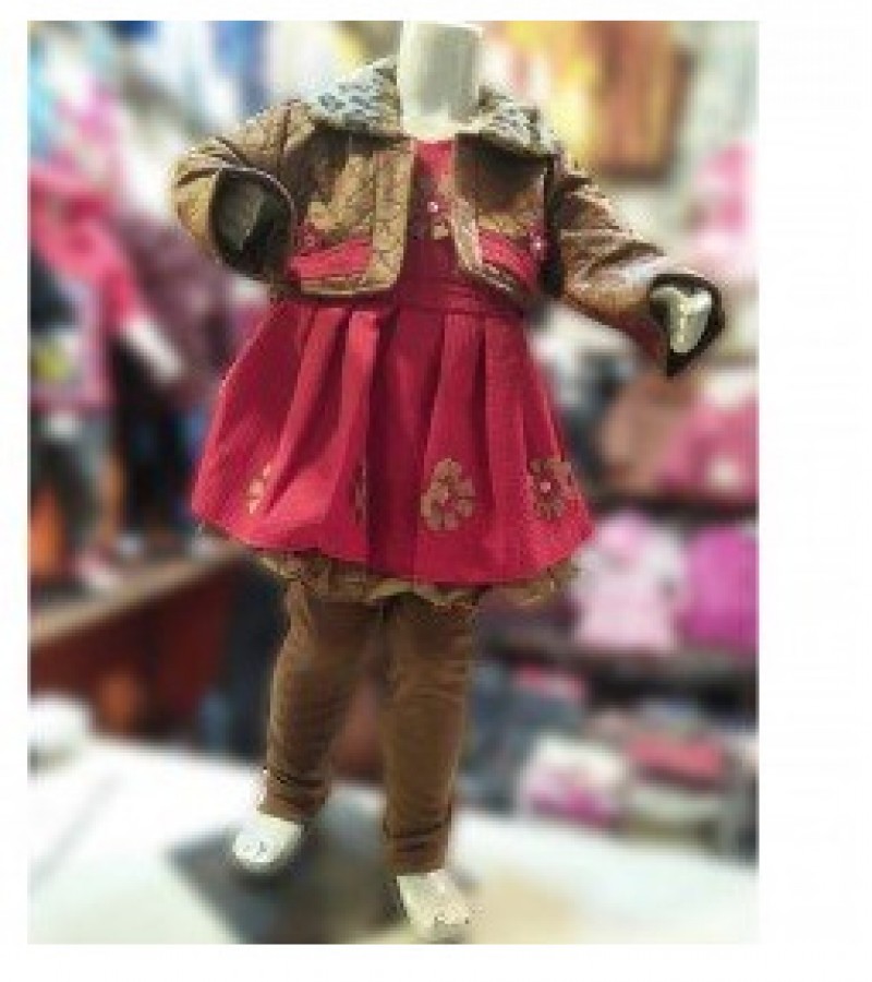 3 In 1 Coat, Tights & T-Shirt For Girls - 1 To 3 Years