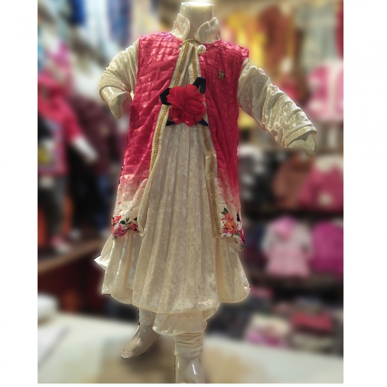 3 In 1 Frock, Tights & T-Shirt For Girls - 2 To 5 Years