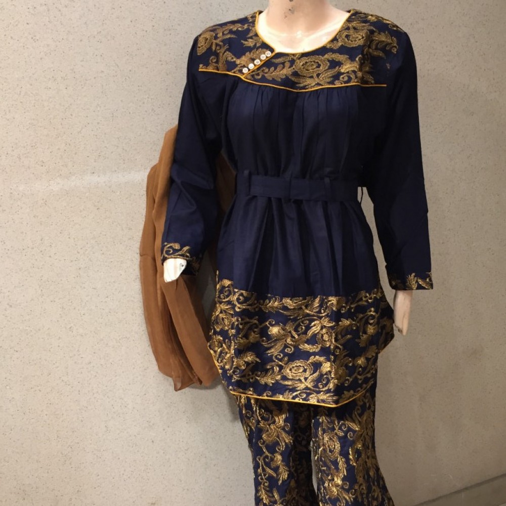 3 In 1 Viscus Frock For Girls (Shirt-Dupatta -Trouser) - Code#678