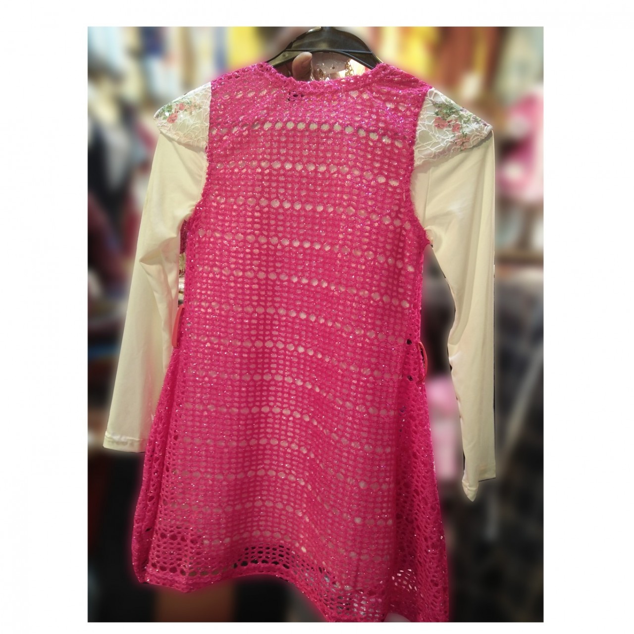 Beautiful Long Top With Golden Necklace For Girls - 5 To 13 Years