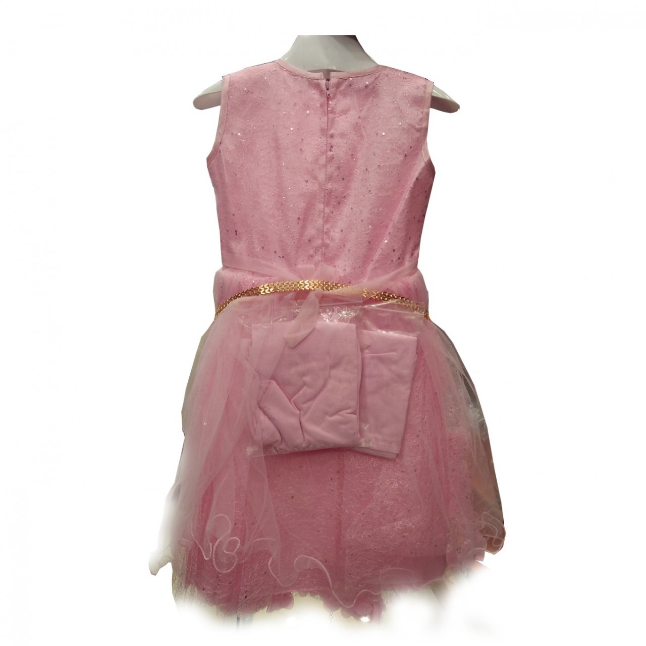 Beautiful Pink Frock With Inner Tights For Little Girls - 4 To 7 Years