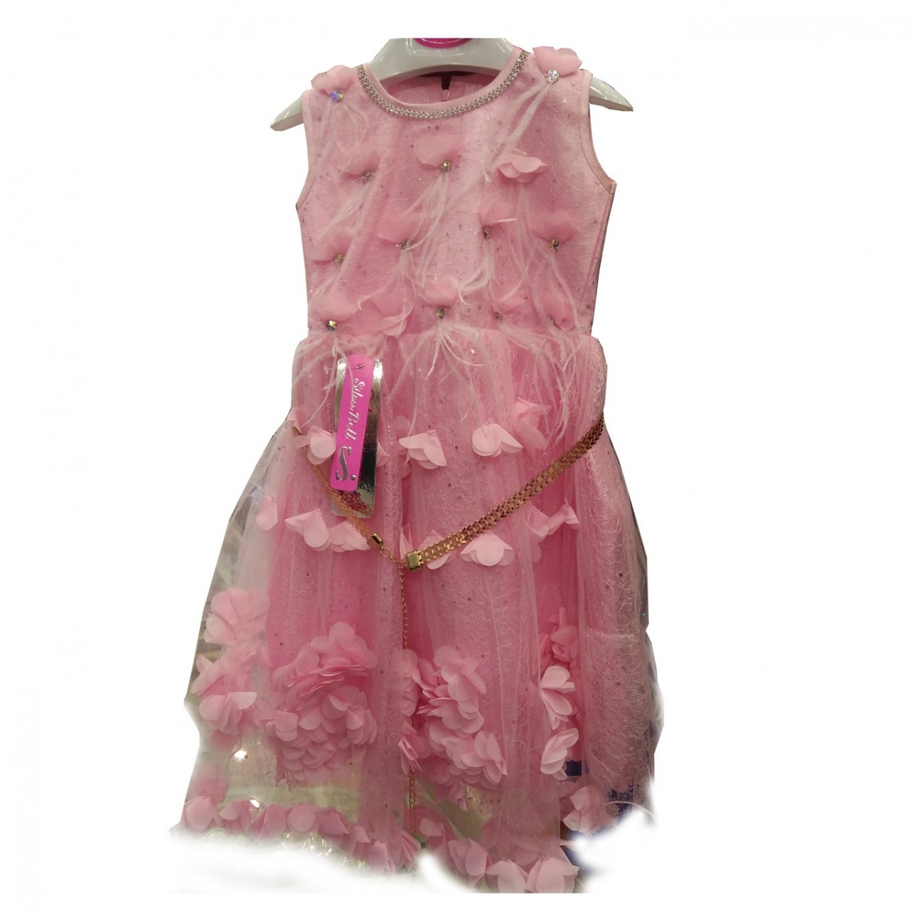 Beautiful Pink Frock With Inner Tights For Little Girls - 4 To 7 Years