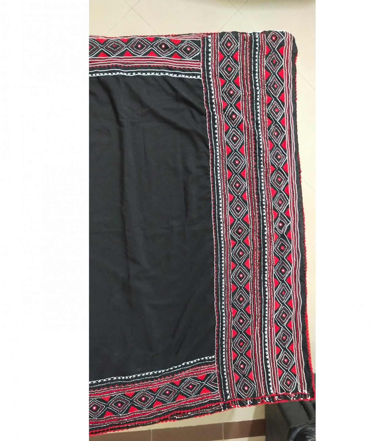 Black Embroidery Shwal