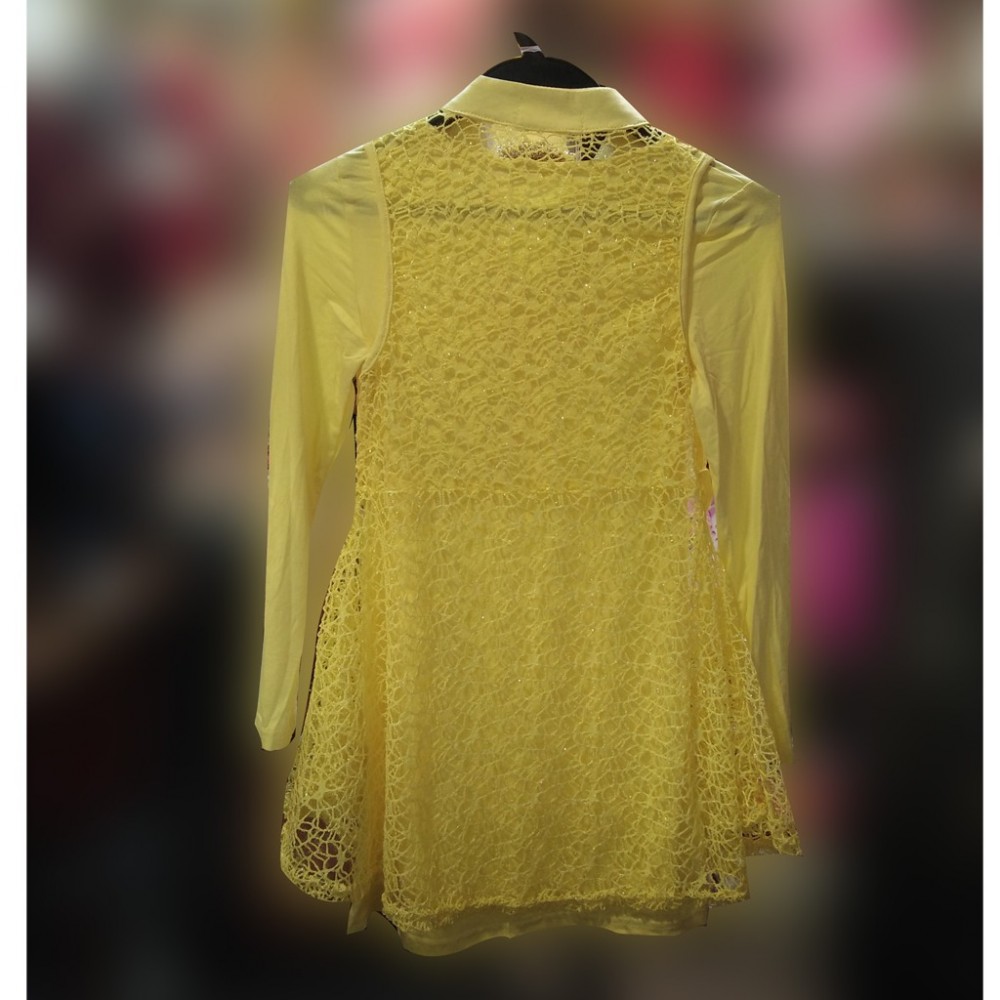 Elegant Long Top For Girls - 5 To 13 Years - Yellow