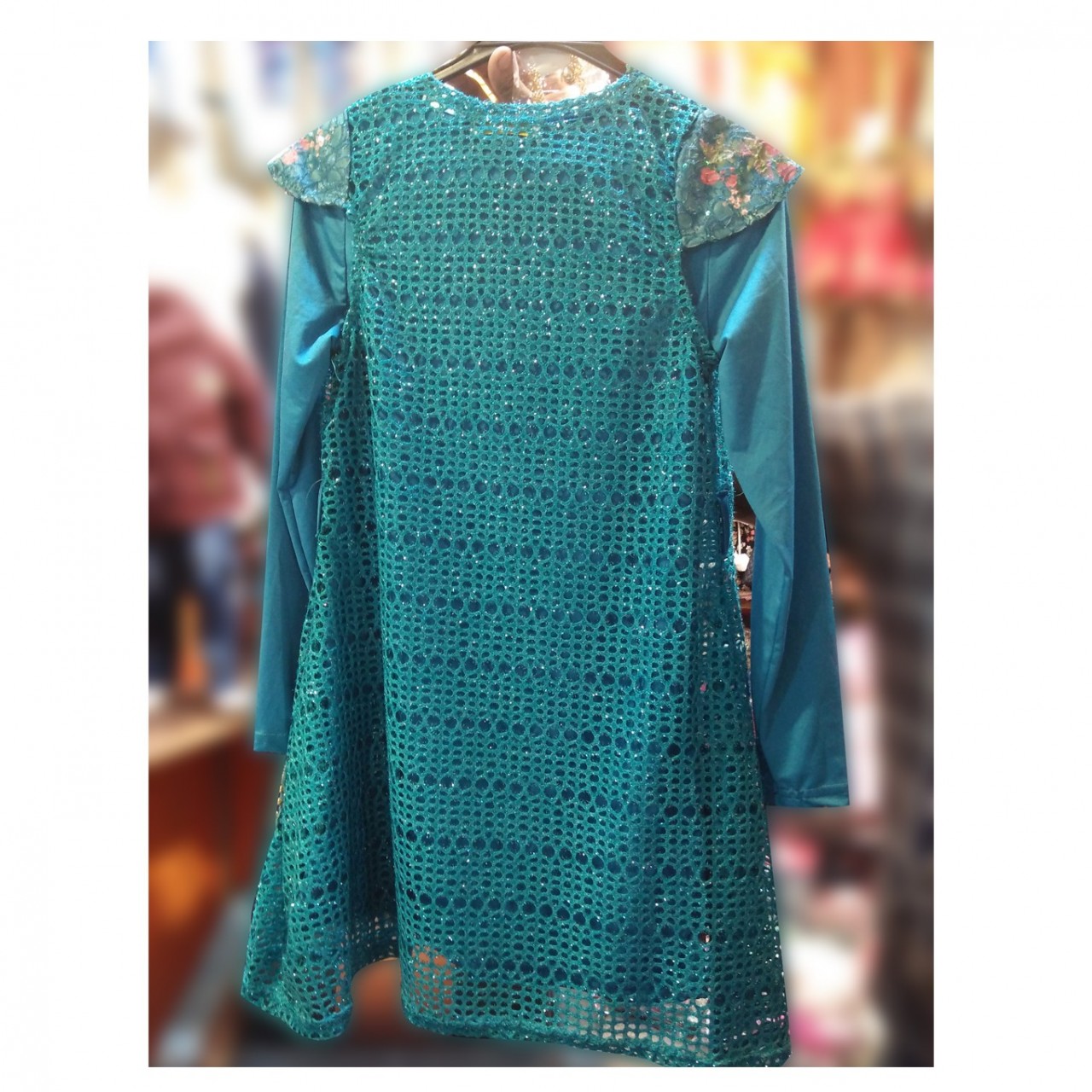 Fancy Long Top With Golden Necklace For Girls - 5 To 13 Years