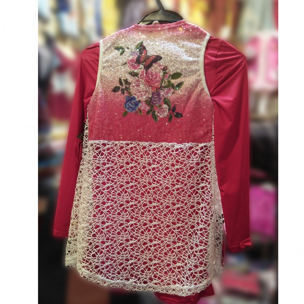 Fancy Long Top With Necklace For Girls - 5 To 13 Years