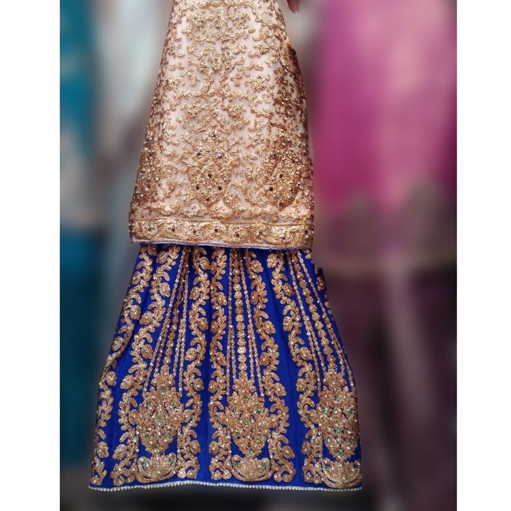 Fancy Sleeveless Golden Lehenga For Girls - Golden - Medium/Large