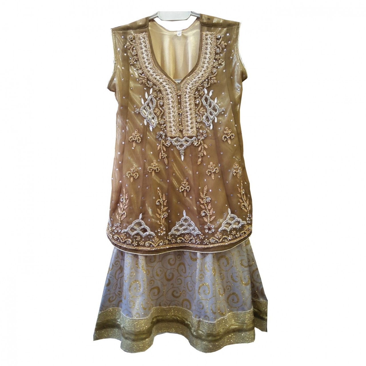 Golden Lehenga With Bazu Patti For Little Girls - 1 To 5 Years