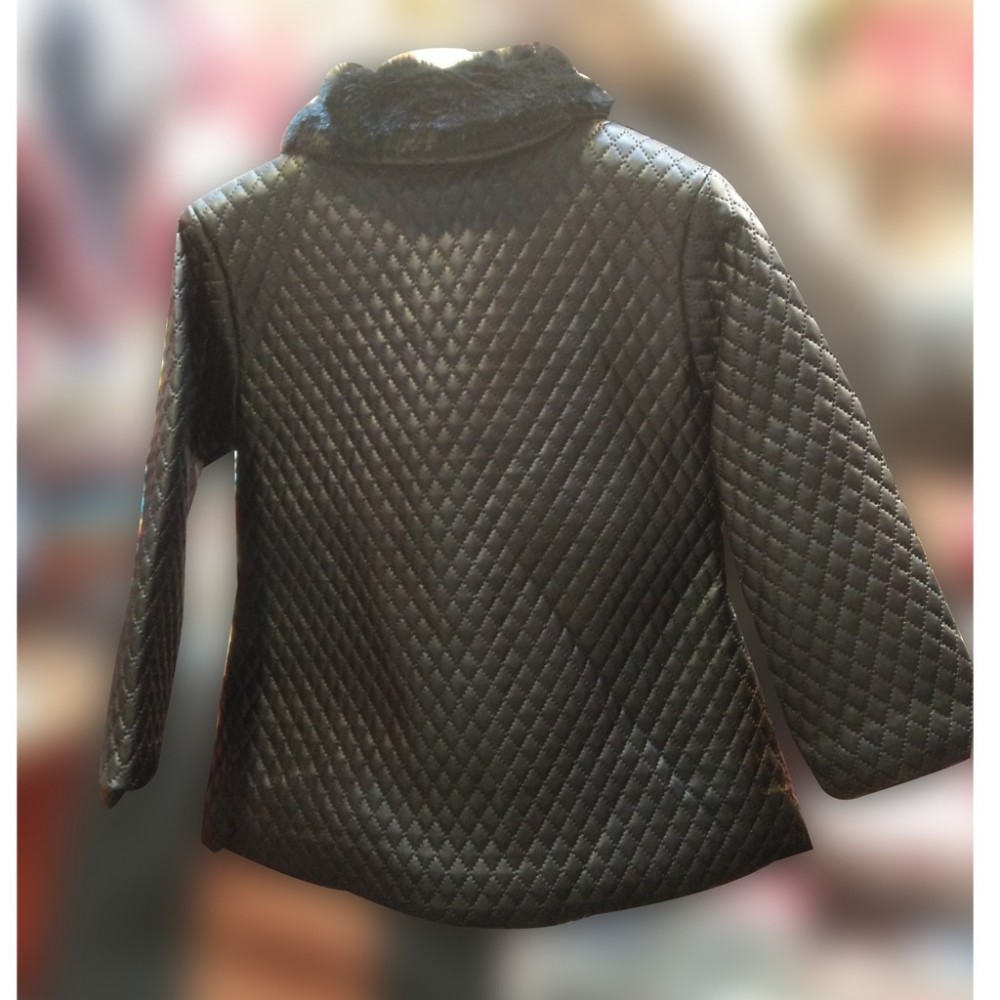 Golden Stripe Leather Jacket For Girls - 2 To 5 Years