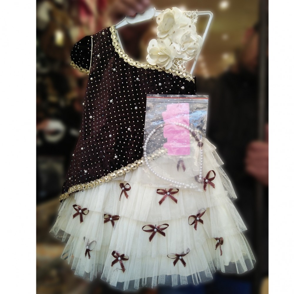 Gorgeous Velvet Frock With Inner Tights For Little Girls - 1 To 3 Years﻿