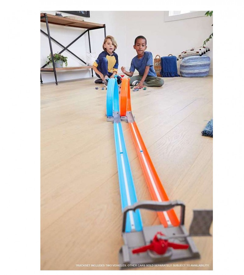 Hot Wheels Double Loop Dash Drag Racing with 2 Vehicles Playset