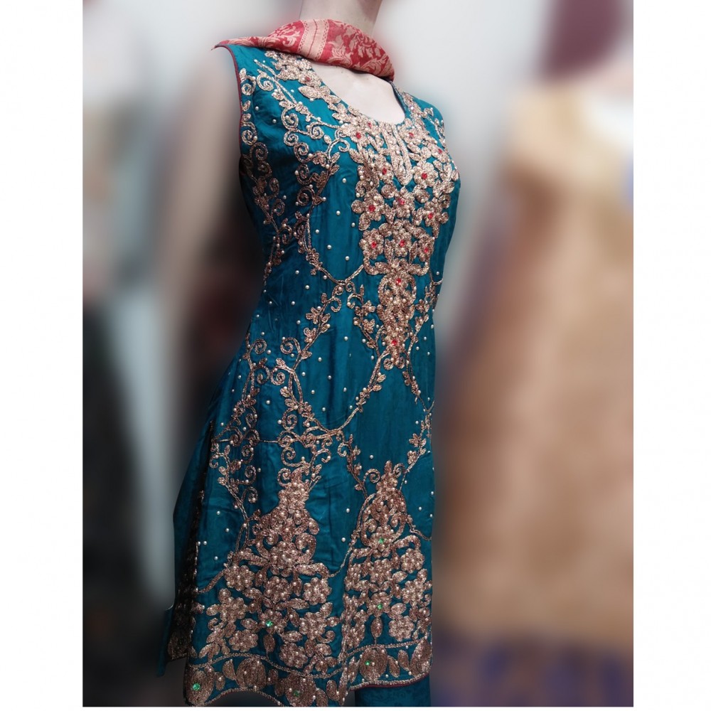 Imperial Sleeveless Viscose Shalwar Kameez For Girls - Size M-L
