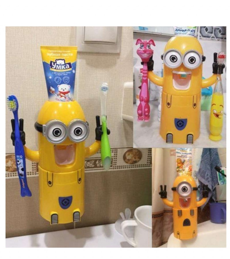 Kids Cartoon Character toothpaste dispenser Squeezer Toothbrush