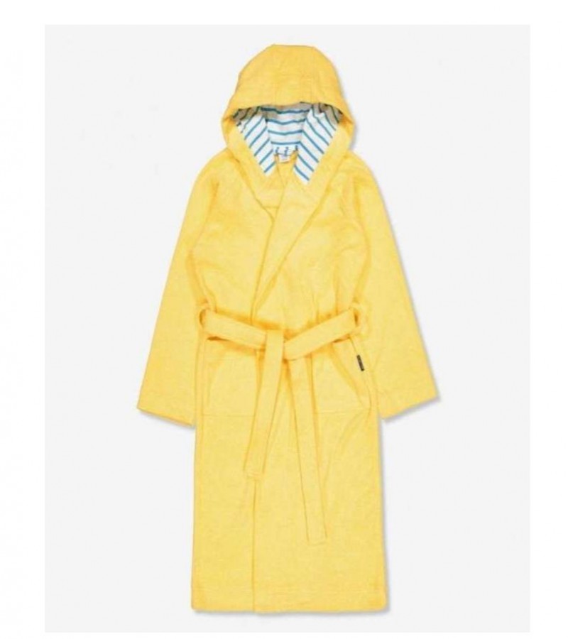 Kids Yellow Hooded Bathrobe Robe Kids Dressing Gown Towelling