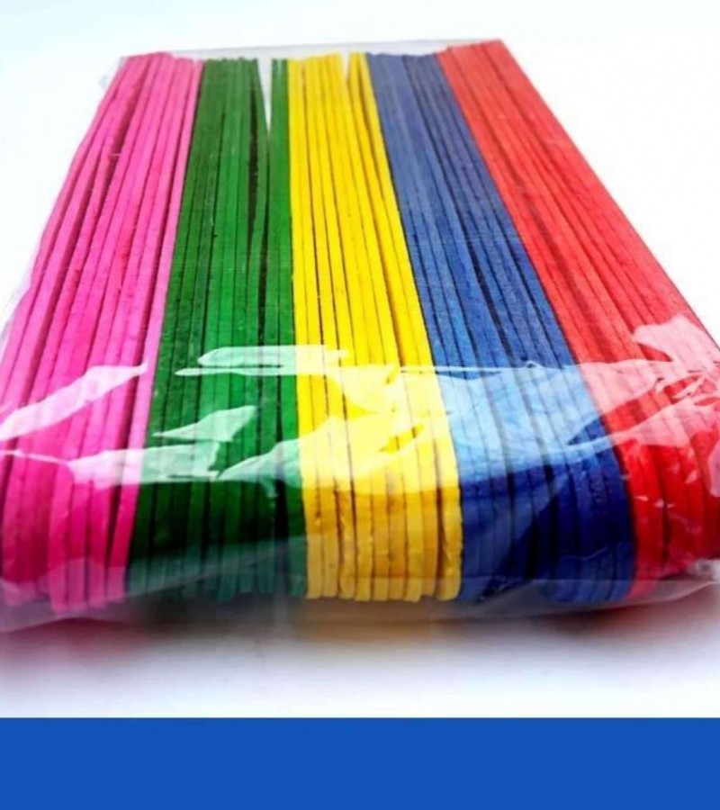 Large Color Ice Cream Sticks (Wooden) For Art And Craft Work Pack Of 150 Sticks