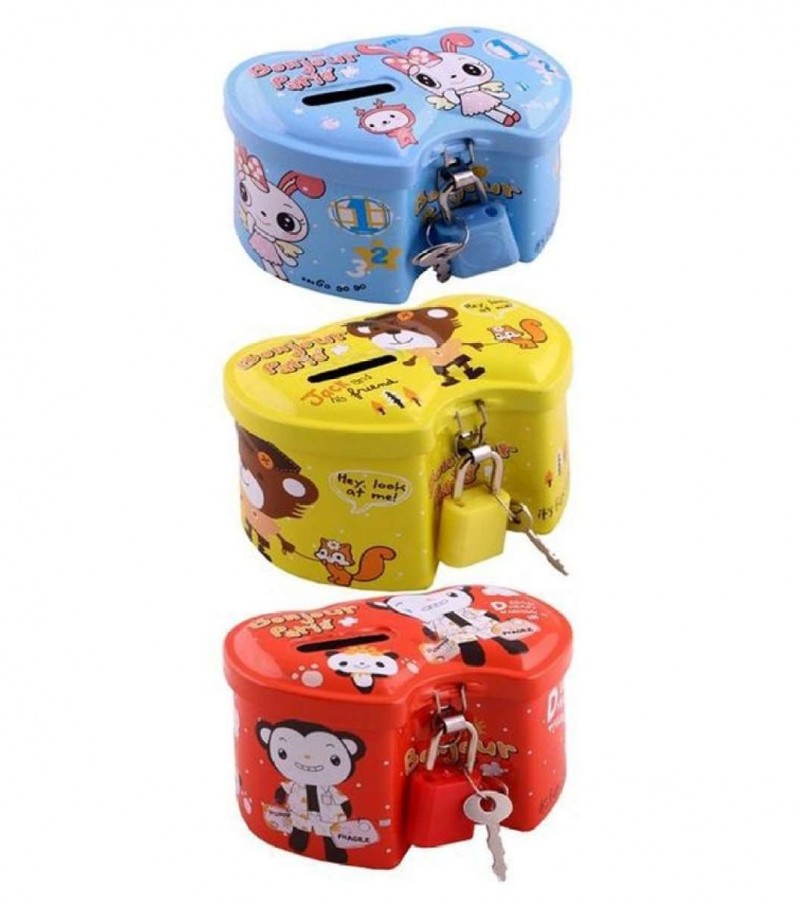 Pack Of 3 - Metal Money Box - Multicolor
