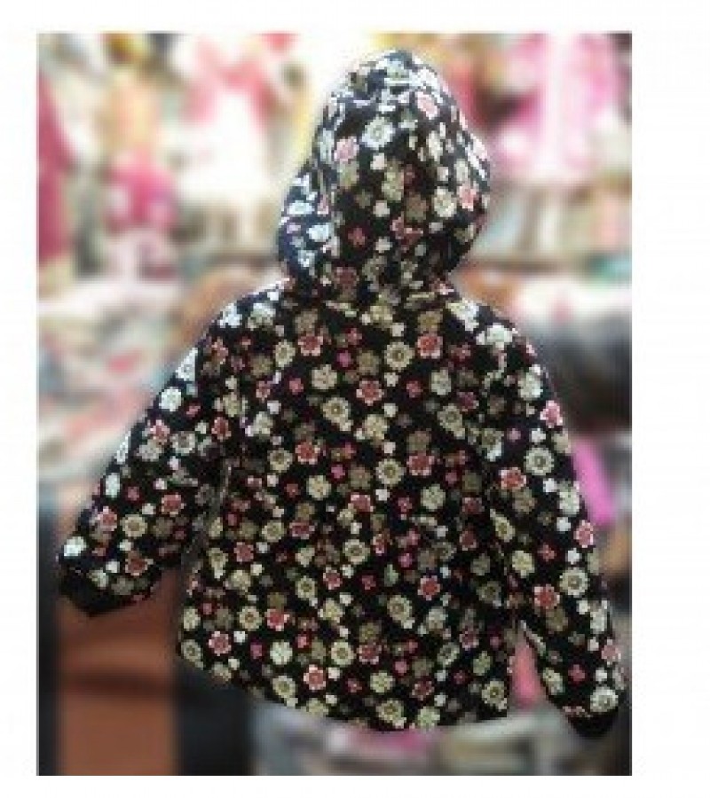 Printed Flowers Jeans Upper For Little Girls - 2 To 5 Years