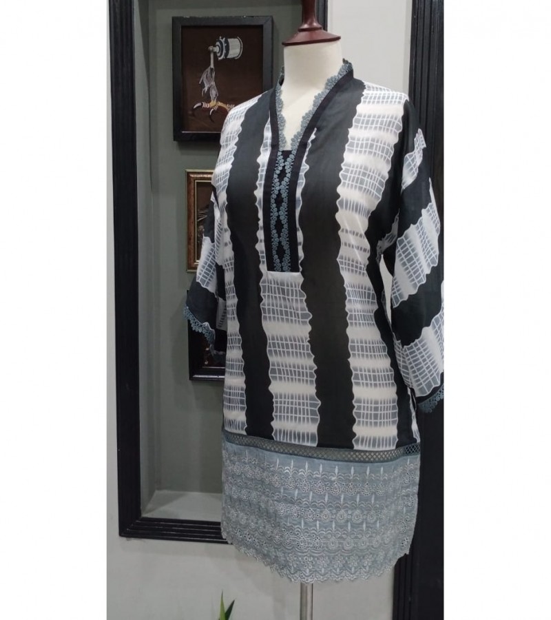 Rohtas Cotton silk fabric With high quality stitching Shiffly ebmrodiery patch And use of laces