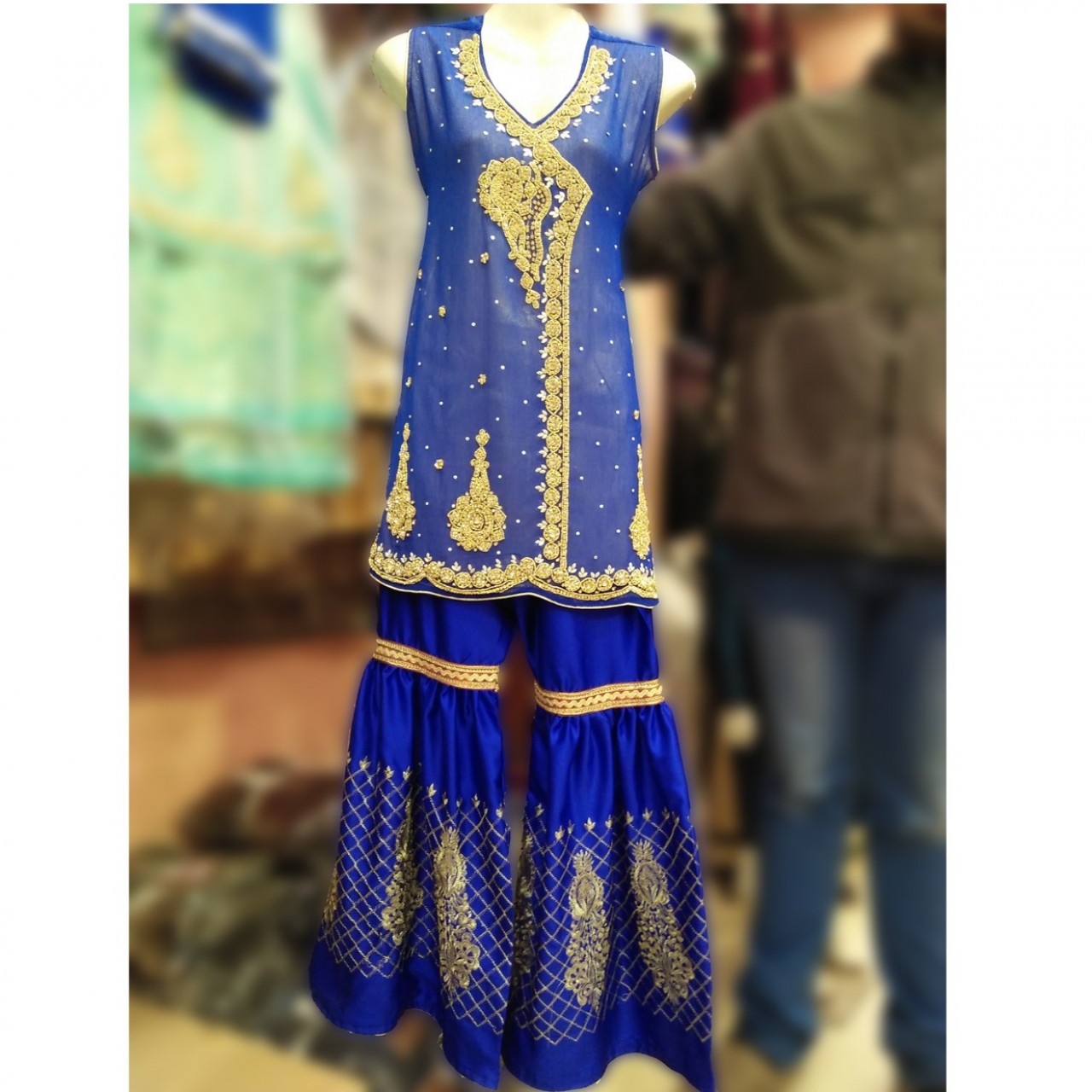 Royal Blue Gharara & Shirt For Girls - 15 To 17 Years﻿