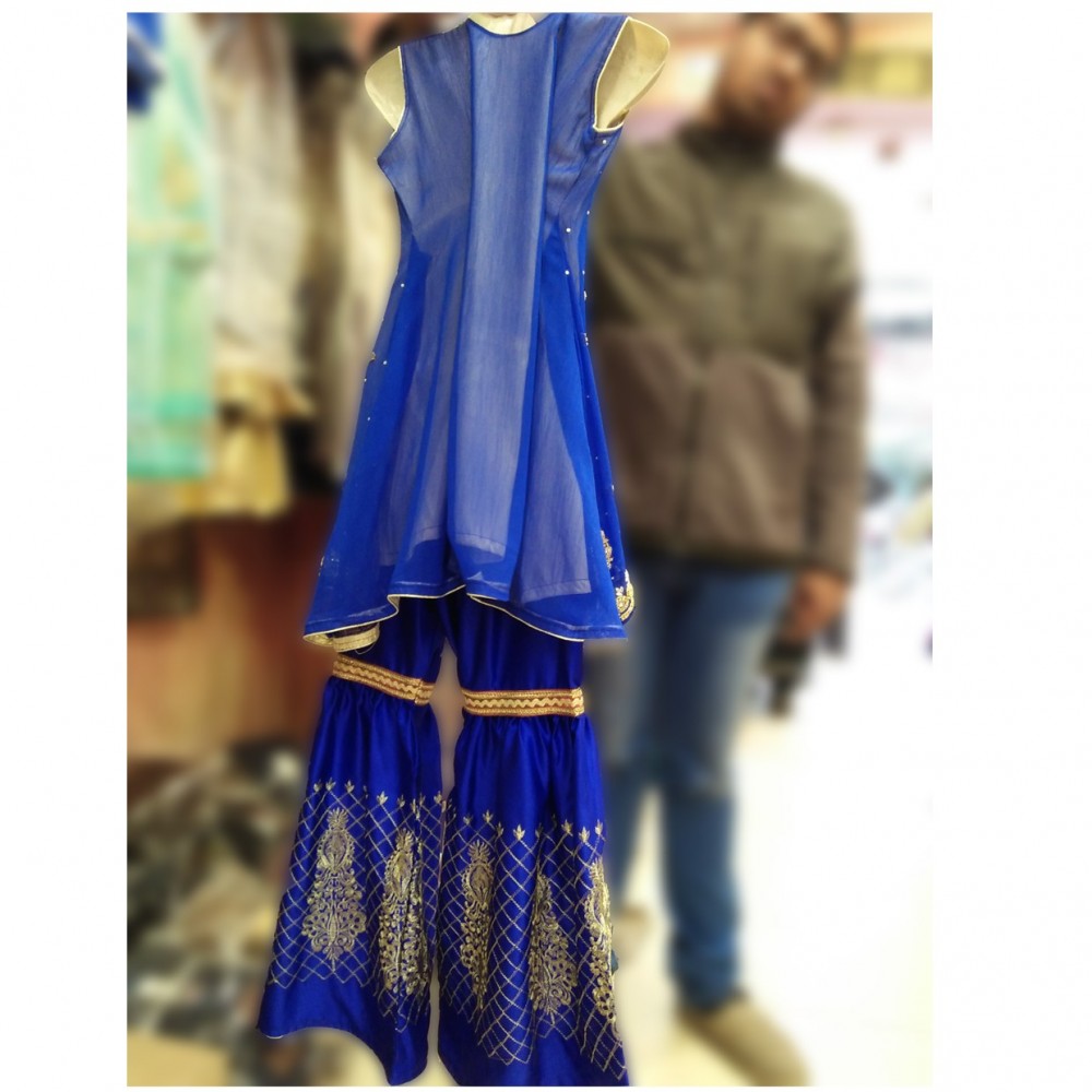 Royal Blue Gharara & Shirt For Girls - 15 To 17 Years﻿