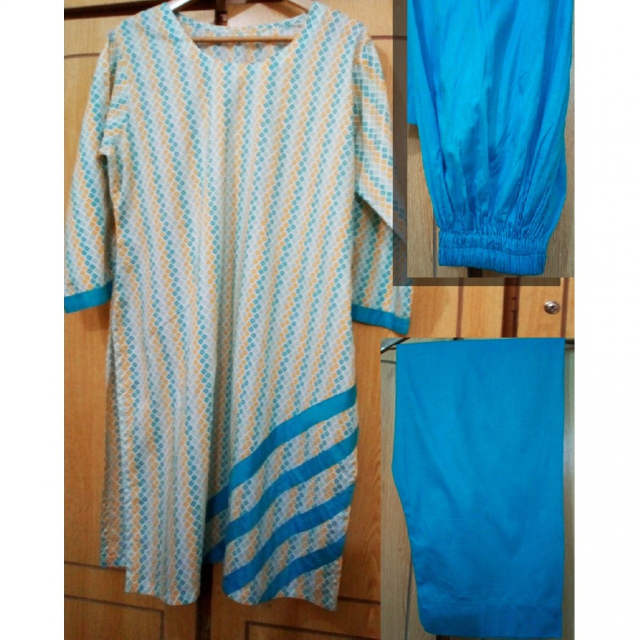 Summer Lawn 2Pcs Women Suit- Sky Blue Stitched  - 01