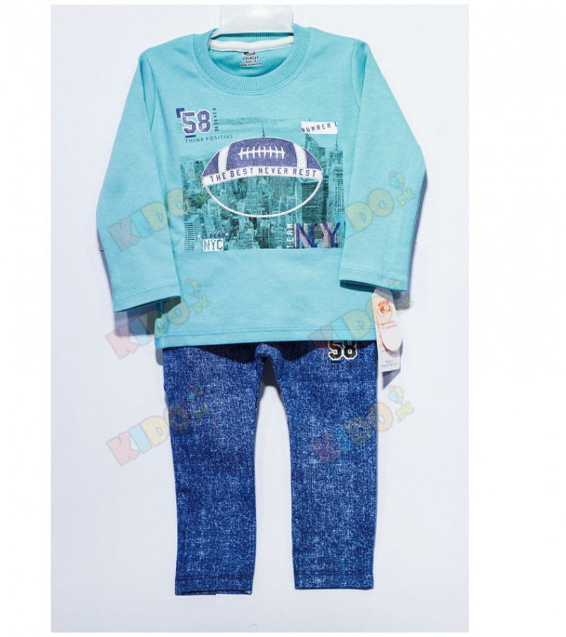 Think Positive Blue T-shirt with Denim Jeans