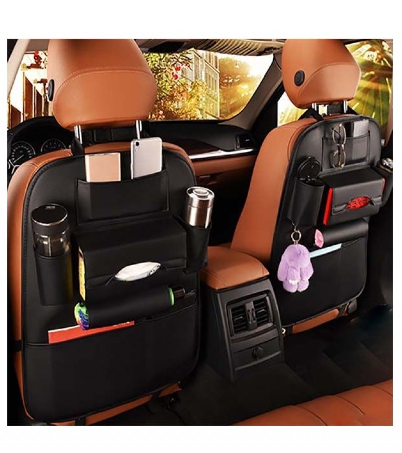 Back Seat Organizer In Leather 1 piece - Black