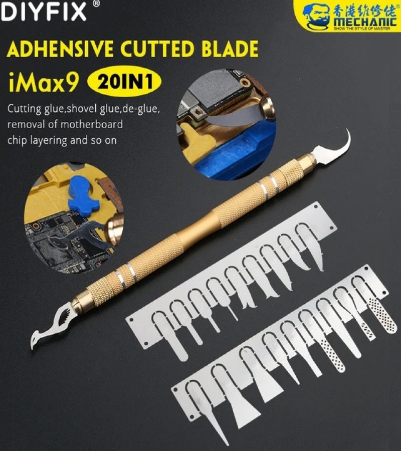 MECHANIC iMax9 20 in 1 Multifunctional Mobile Phone Motherboard Chip CPU IC Glue Removal Blade Glue Cleaning Rework Tool