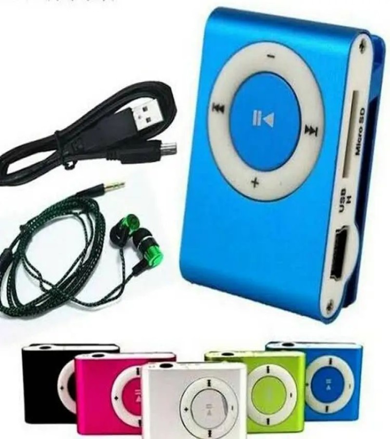 Mini MP3 Player / MP4 Player / Portable Music Player / Shuffle, Memory Card Supported upto 8GB & Rechargeable with Free Hands Free and Charging Cable