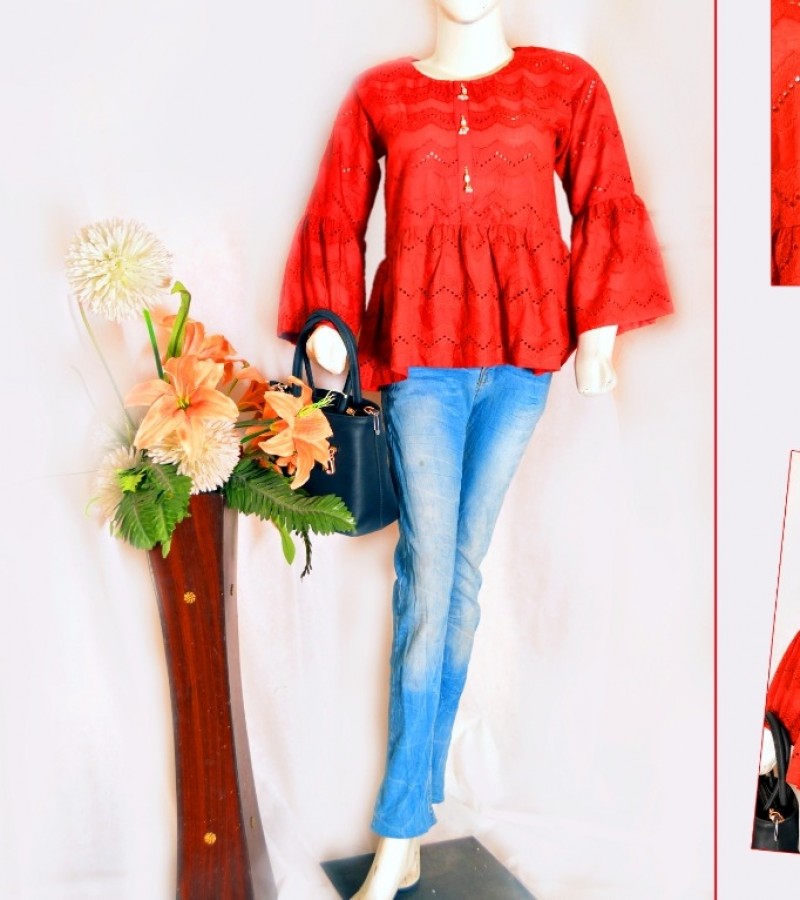Chickankari stylish frill frock style kurti 2022 summer  kurta collection for girls , ladies i