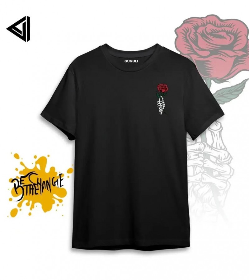 New Branded Guguli۔store Half Sleeves Yours Truly roses printed tshirt for Man or  Women
