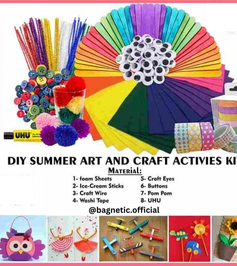Summer Art and Craft Activity Kit Ice-Cream Sticks & Foam Sheet Kids Craft Set