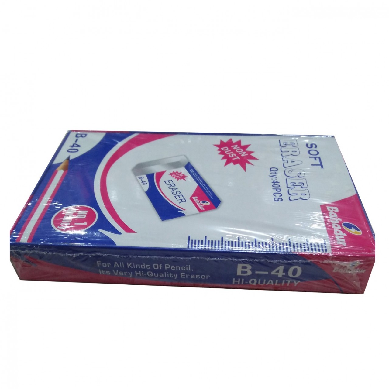 Bahadur Non Dust Soft Eraser B-40 For Kids - 40 Piece