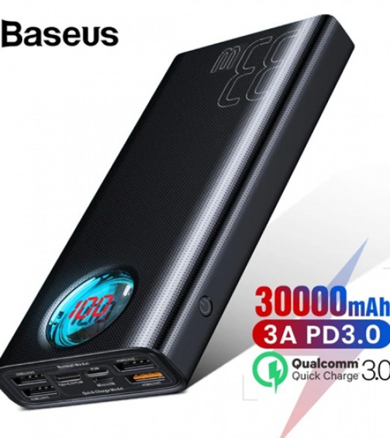 Baseus PPLG-01 Amblight 30000mAh Power Bank With LED Screen, 33W PD3.0 QC3.0 4x USB / 1x USB Type C