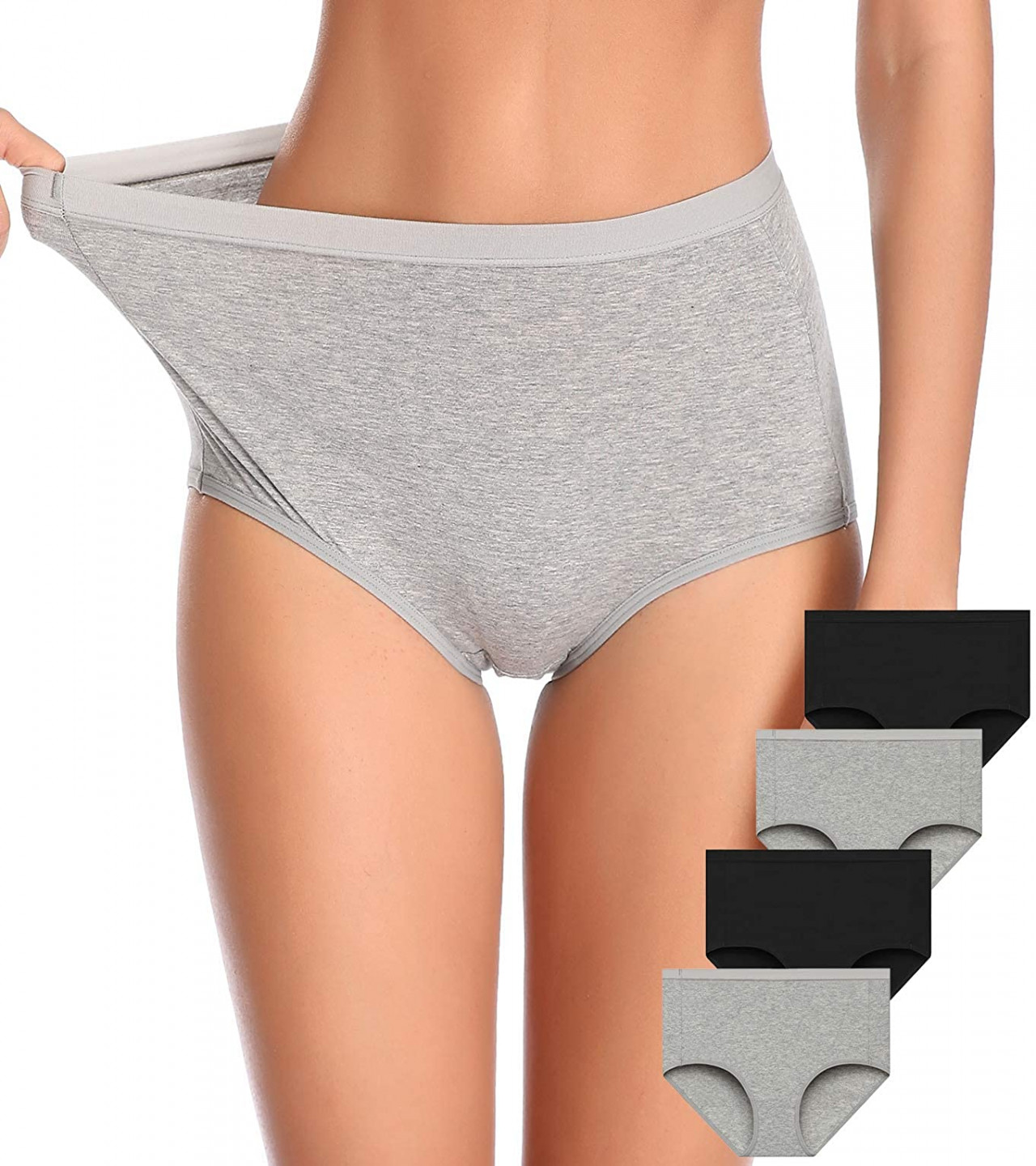 BeBlessed: Pack of 3 Panties for girls - Lycra Cotton Underwear for Women - Black Red and Gray Low Stretchable comfortable Panties for Ladies