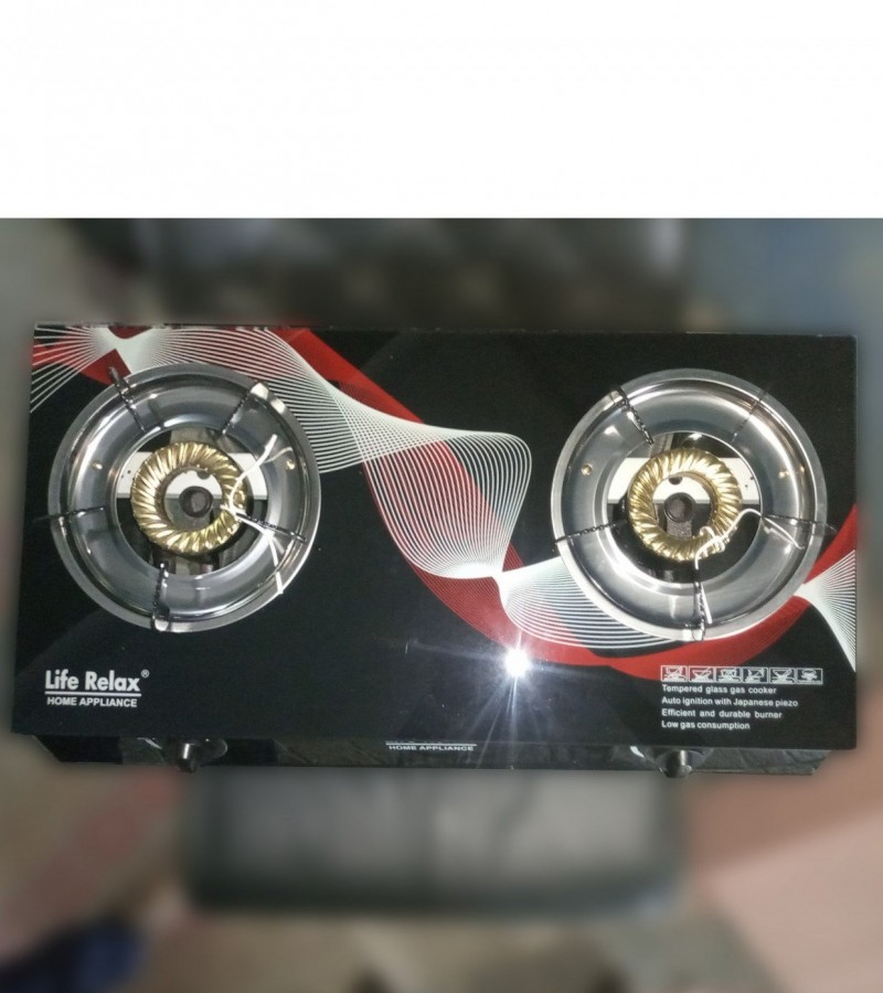 Life relax 2 Burner Tempered Glass Gas Stove