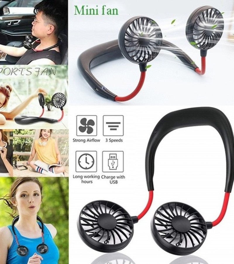 7 Blade Neck band Portable Wearable Mini Sport Fan USB Rechargeable