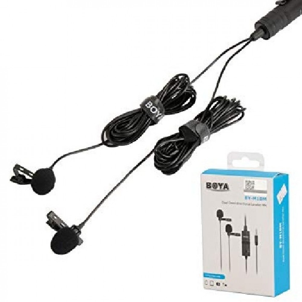 BOYA 4M Dual-Head Lavalier Lapel Clip-On Microphone BY-M1DM