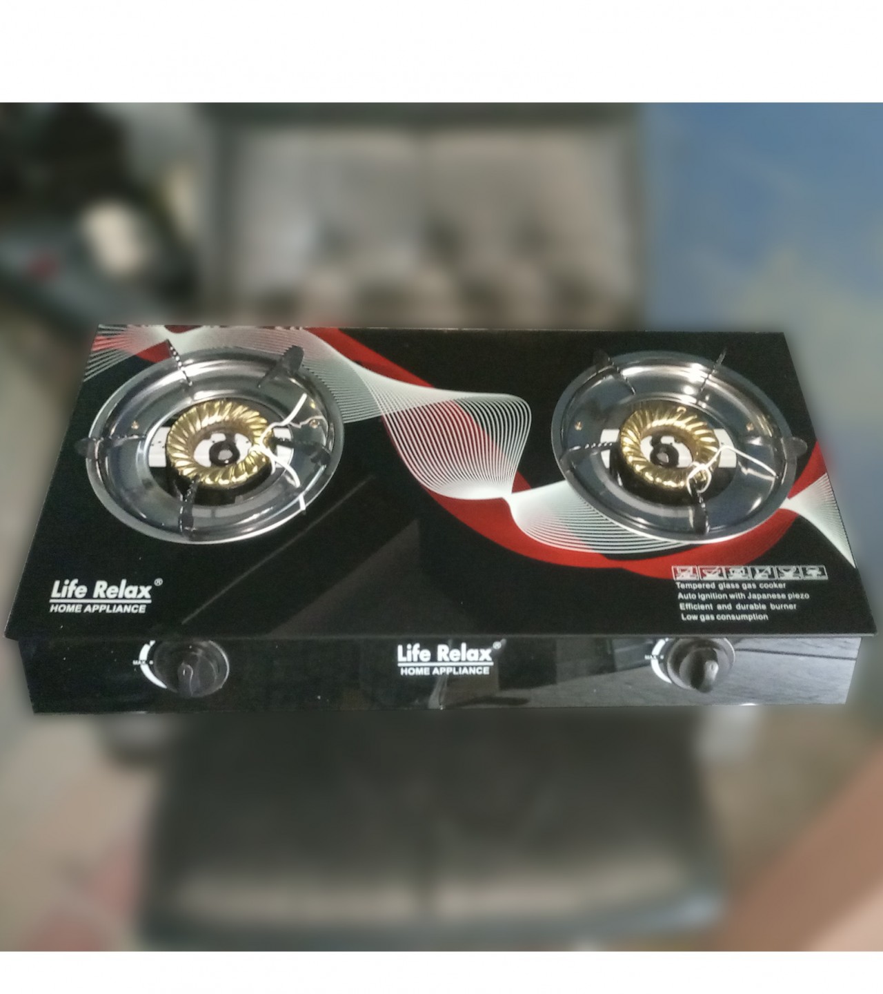 Life relax 2 Burner Tempered Glass Gas Stove with free shipping