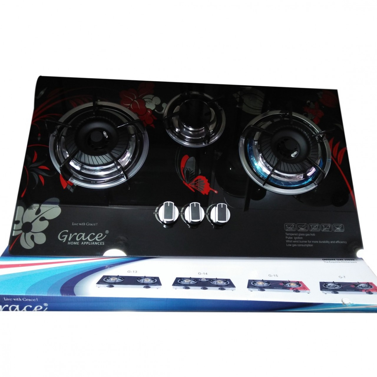 Grace Three Burner Stainless Steel Gas Stove - Grace Home Appliances