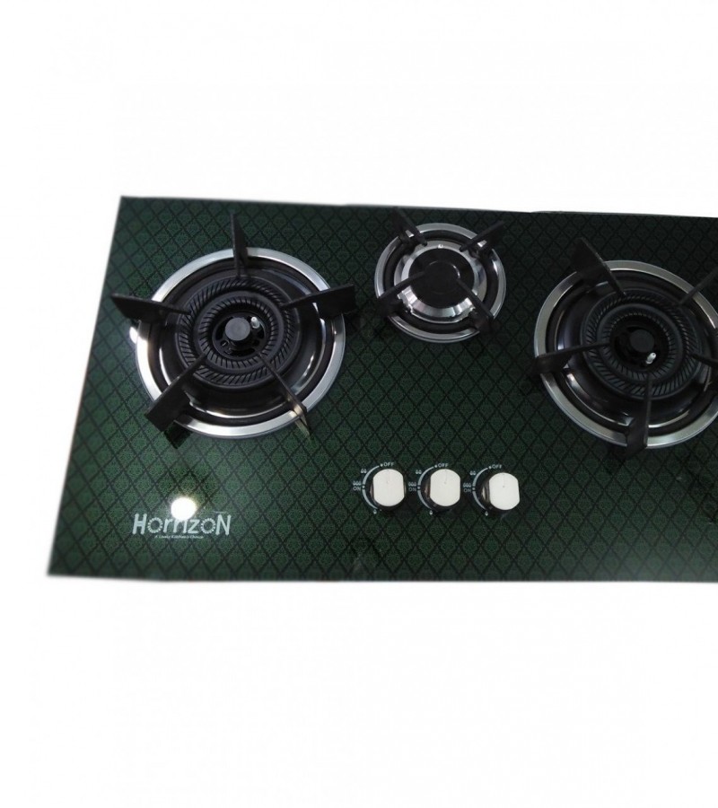 Horrizon 3 Burner Stainless Steel Gas Stove - Luxury Kitchen Appliances