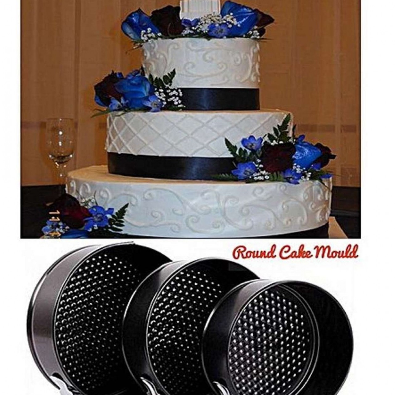 Pack Of 3 Cake Baking Tool Round Shape Mould Cake (Frame Sizes 18Cm, 20Cm, 22Cm)