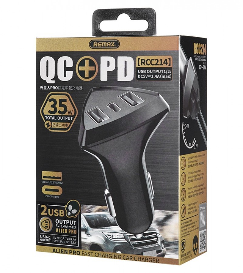 REMAX RCC214 FAST CHARGING PD+QC TYPE C CAR CHARGER