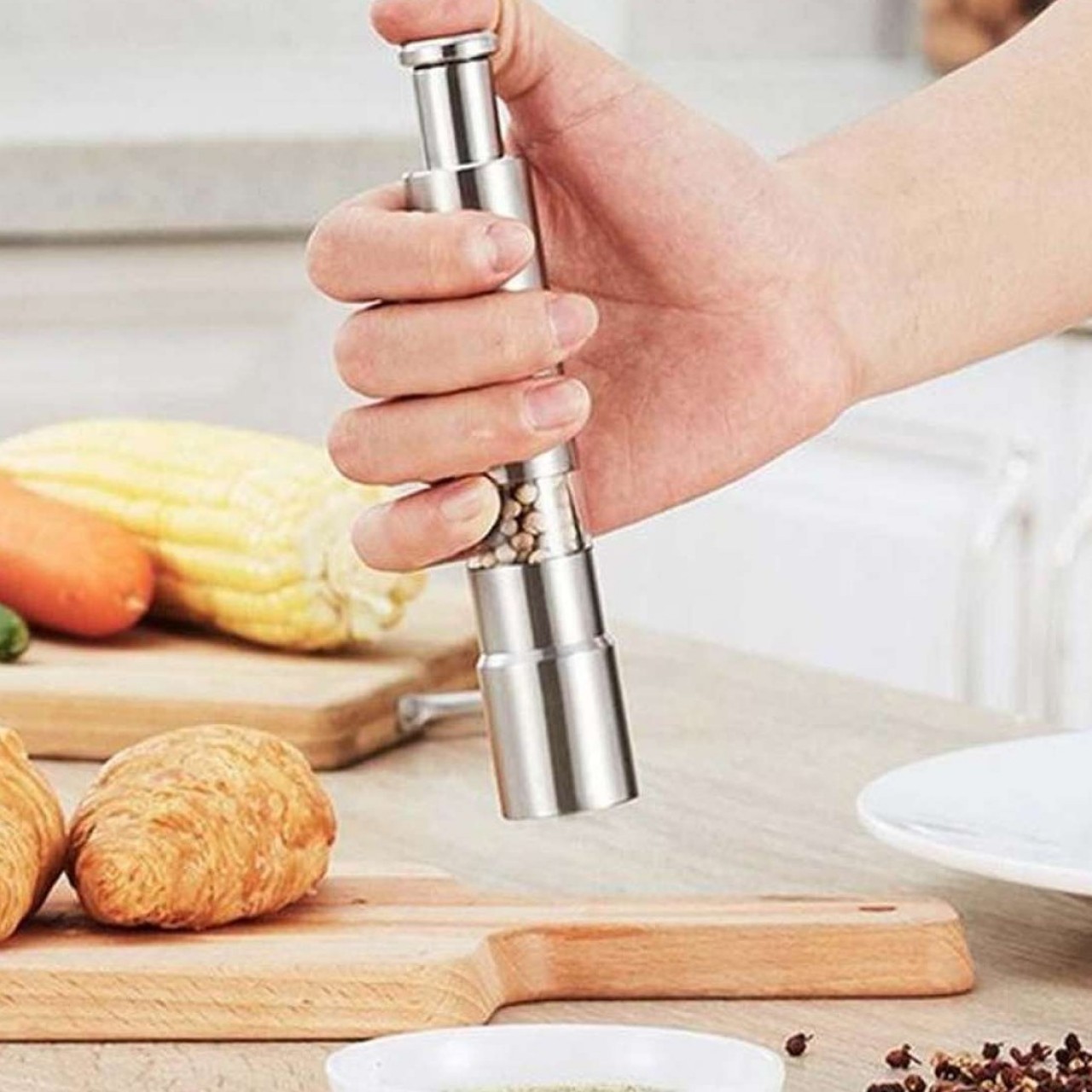 stainless steel portable manual spice grinder