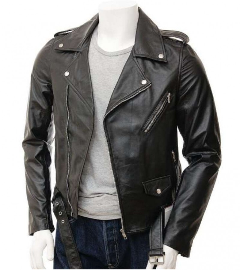 Biker Leather Jacket-100% Pure Cow hide-Jackets For Men-Idrees Leather