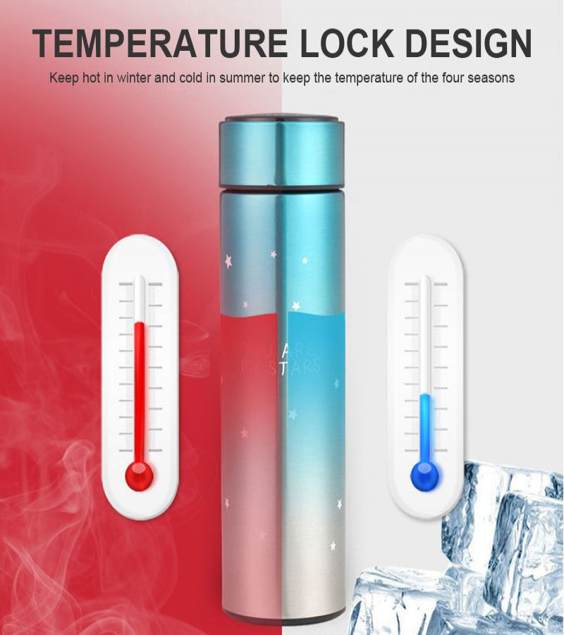 500ml Stainless Steel Starry Sky Gradient LED Temperature Display Thermos Vacuum Insulated Bottle