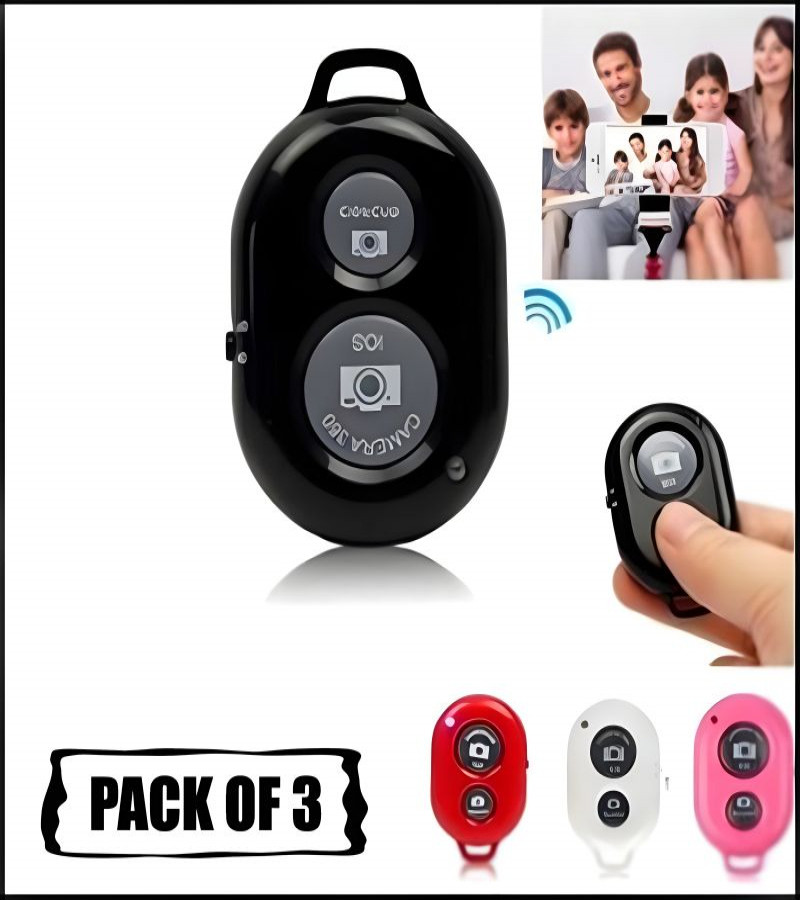 Pack Of 3 Easy Pair Mini Selfie Bluetooth Remote Shutter For All Smart Phones