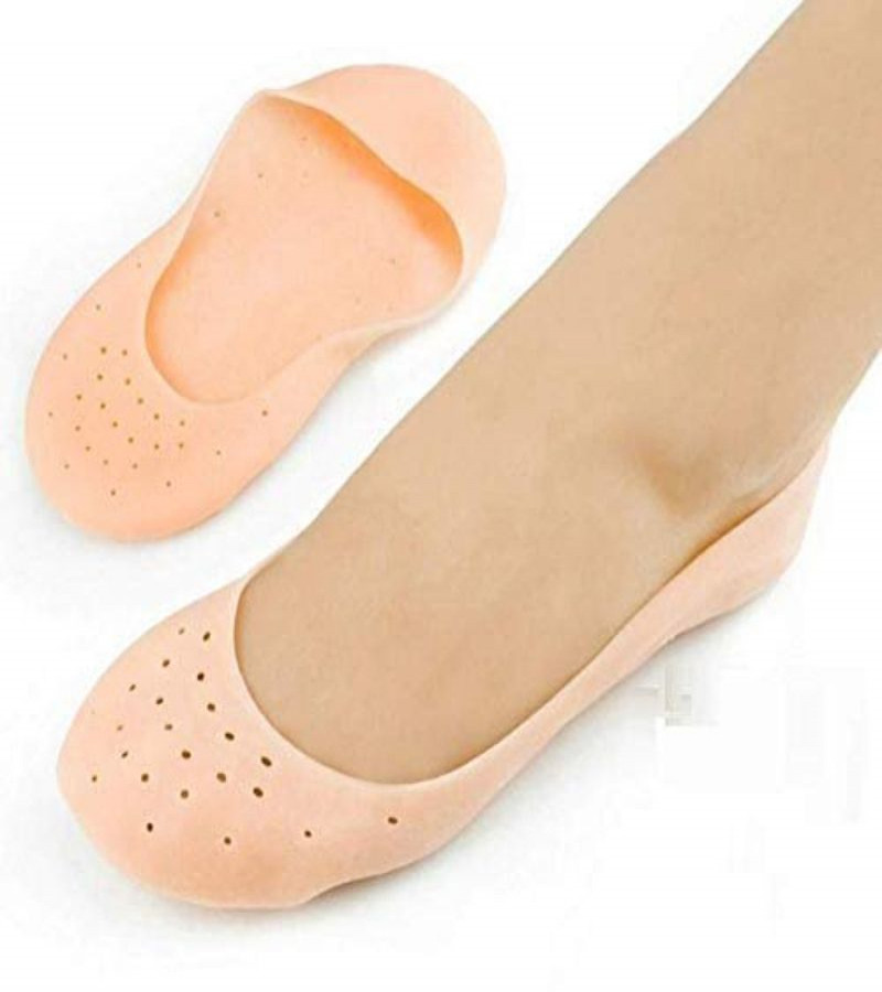 Pack Of 4 Pairs Smiling Foot Anti Crack Full Length Silicone Foot Protector Moisturizing Socks For Foot-Care